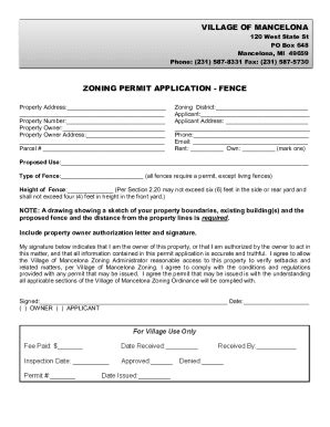 Fillable Online Zoning Permit Application Fence Fax Email Print