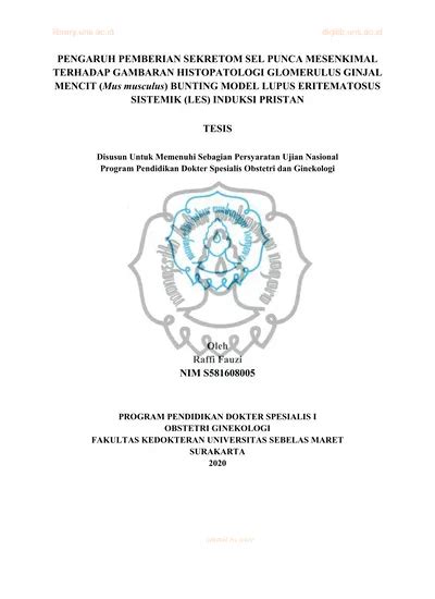 Tesis Disusun Untuk Memenuhi Sebagian Persyaratan Ujian Nasional