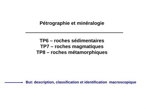 PDF Pétrographie et minéralogie TP6 roches sédimentaires TP7