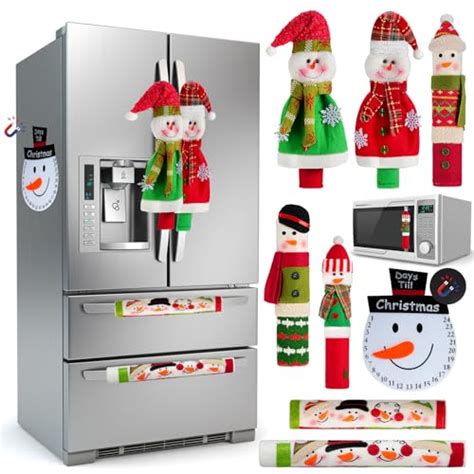 D Fantix Christmas Refrigerator Handle Covers Set Santa Snowman