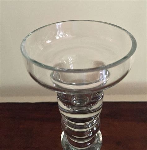 Exquisite Pair Tall Glass Candle Holders Collectible Glass Etsy