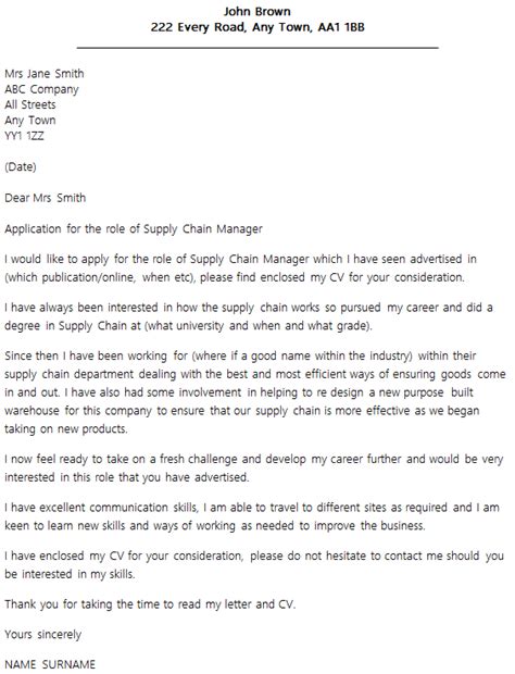 Supply Chain Manager Cover Letter Example Icover Org Uk