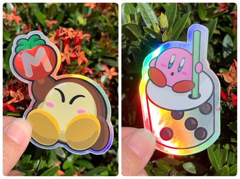 Holographic Kirby Vinyl Sticker Waddledee Weatherproof Etsy