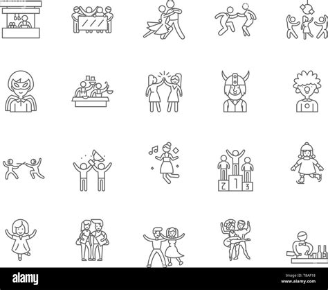 Corporate Entertainment Line Icons Signs Vector Set Outline