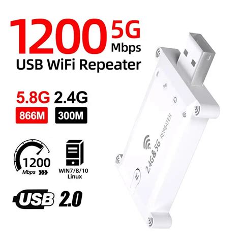 5g Usb Wifi Extender Repeater Dual Band 1200M Portable Wireless Signal