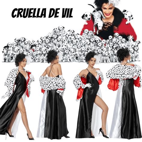 Disfraz De Cruella De Vil Para Mujer Adulto 101 Dálmatas Personaje Villano Stock Limitado