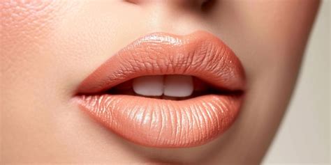 Premium Photo Closeup Showcases Plush Lips Adorned With Lustrous