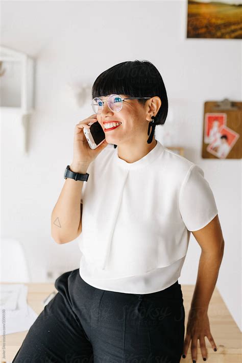 Portrait Of Elegant Modern Woman Talking On Phone By Stocksy