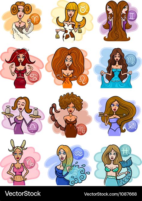 Horoscope Zodiac Signs With Women Royalty Free Vector Image