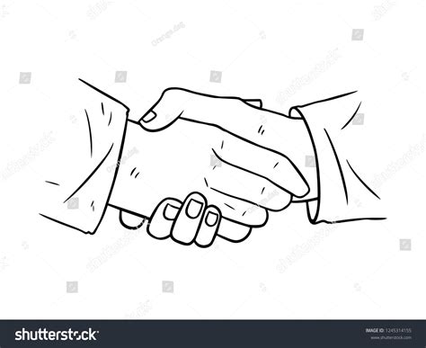 Black White Line Art Handshake Stock Vector (Royalty Free) 1245314155