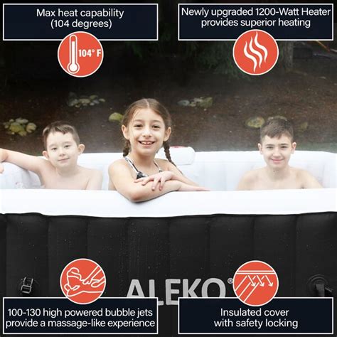 ALEKO Aleko 120 Volt 4 Person 130 Jet Square Inflatable Hot Tub