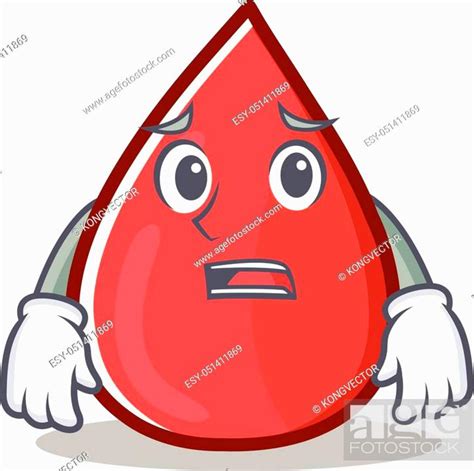 Afraid Blood Drop Cartoon Mascot Character Vector Illustration Stock