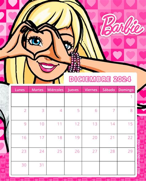 Descarga El Nuevo Calendario BARBIE 2024 Gratis Listo Para Imprimir