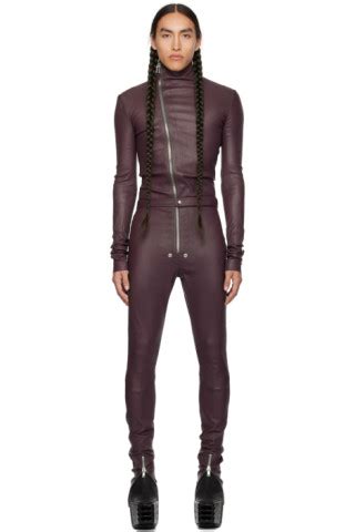 Purple Gary Leather Jumpsuit By Rick Owens On Sale