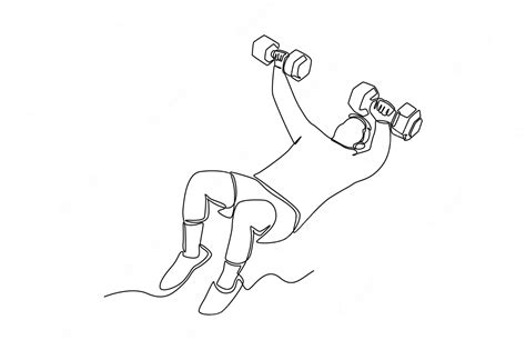 Premium Vector Single One Line Drawing Man Does Floor Dumbbell Fly Fitness Activity Concept