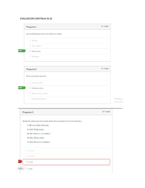 Evaluacion Continua S Quimica General Evaluacion Continua S
