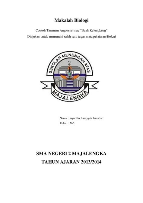 Contoh Cover Makalah Biologi Sma Download Contoh Lengkap Gratis ️