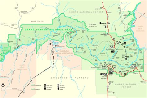 Grand Canyon trail and camping map - Ontheworldmap.com