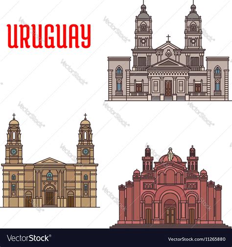 Uruguay architecture buildings facades elements Vector Image