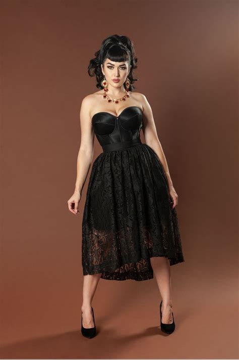 Pinup Couture High Low Bella Skirt In Bisou Lace Goth Spring