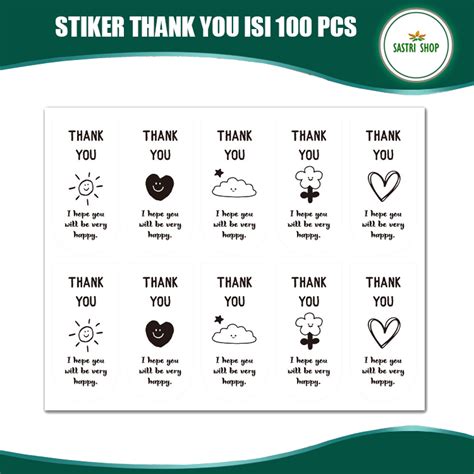 Jual Stiker Label Thank You Motif Kartun Panjang Isi 100 Pcs Stiker