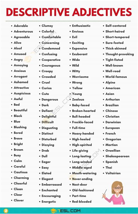 List Of Descriptive Words In Spanish