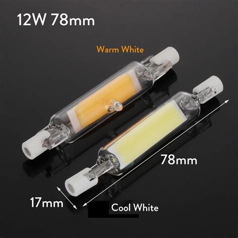 2x Dimmable R7s Led Light Bulb 78mm 118mm 6w 25w Cob Ceramic Glass Tube