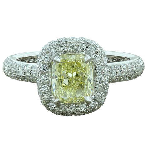 Yellow Diamond Halo Engagement Ring At 1stdibs