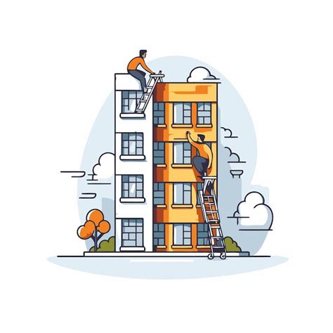 Ilustraci N Vectorial De Un Hombre Subiendo La Escalera Al Edificio