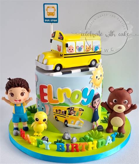 Celebrate With Cake Cocomelon Themed Featuring School Bus Single Tier