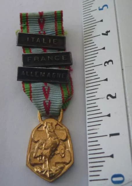 MEDAILLE COMMEMORATIVE 39 45 Ww2 Miniature Reduction Militaire Coq