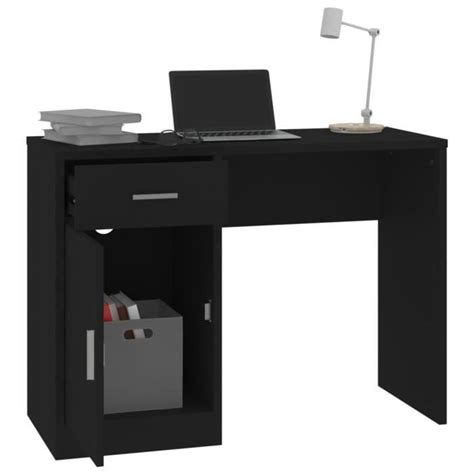 KO7167 Bureau avec tiroir et armoire Noir 100x40x73 cm Bois ingénierie