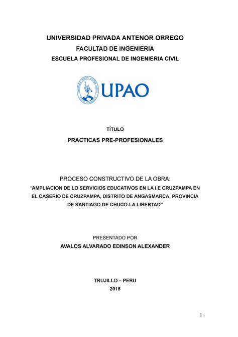 Practicas Profesionales En Ingenier A Civil Universidad Privada