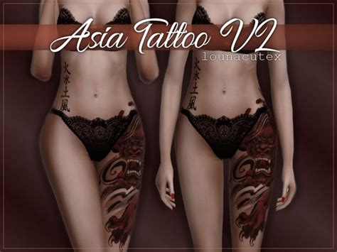 L Una S Asia Tattoo V Lounacutex Sims Tattoos Sims Sims