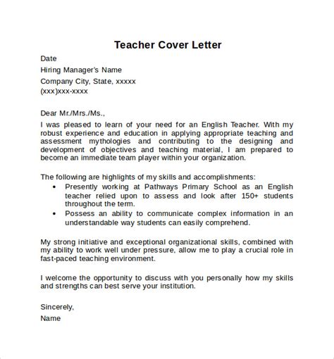 10 Teacher Cover Letter Examples Download For Free Sample Templates