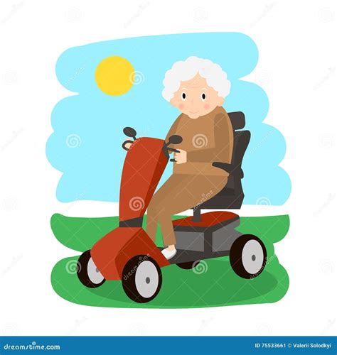 Senior Lady On A Mobility Scooter Elderly People Moving On Scooter