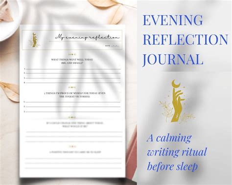 Evening Self Reflection Journal Template Self Reflection Journal