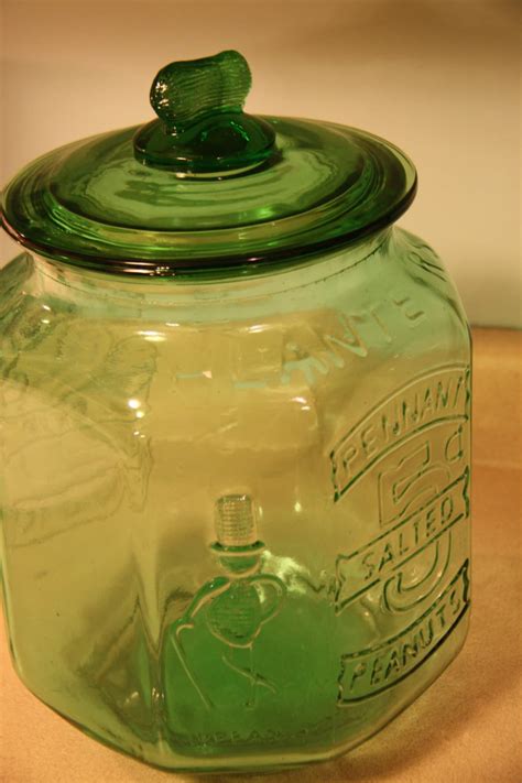 Green Mr Peanut Large Glass Jar Etsy