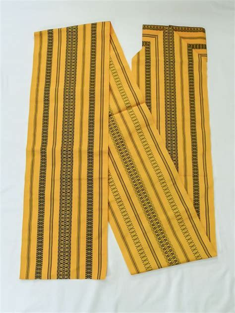 M0524B Vintage Japanese Kimono Yellow NAGOYA OBI Sash Stripes Silk