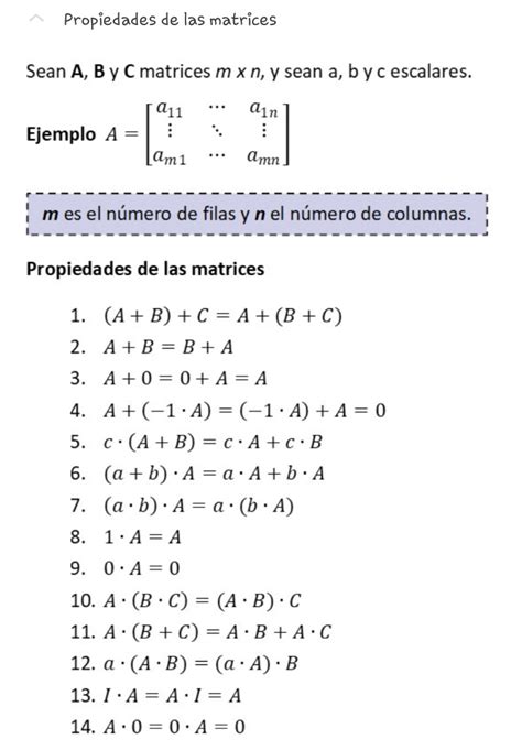 Lgebra Lineal Propiedades De Las Matrices Algebra Lineal