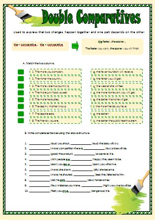 Double Comparatives Worksheet