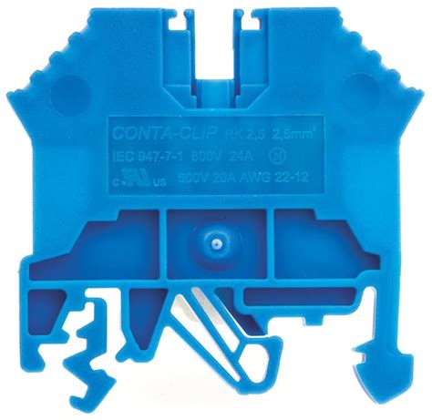 RS PRO Borne para carril DIN Azul Terminación Atornillado 802 783