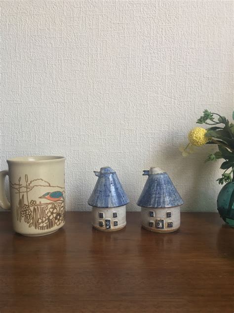 Ceramic English Thatched Cottage Salt And Pepper Shakers Etsy