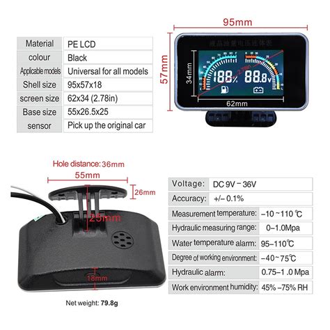 2 In 1 Lcd Car Gauge Fuel Level Voltage Meter For Marine Boat Fuel Level Sensor 0~190 Ohm With