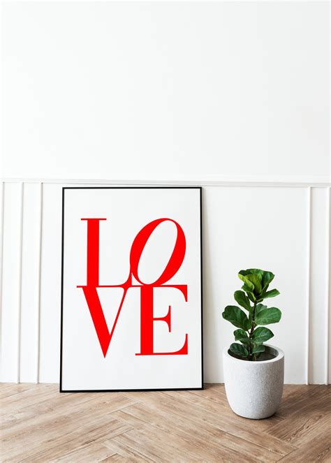 Love Printable Wall Art Love Classic Love Word Love Modern Wall Decor Trendy Poster Heart