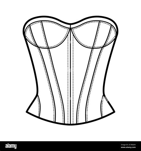 Corset Style Top Technical Fashion Illustration With Fitted Body Scoop