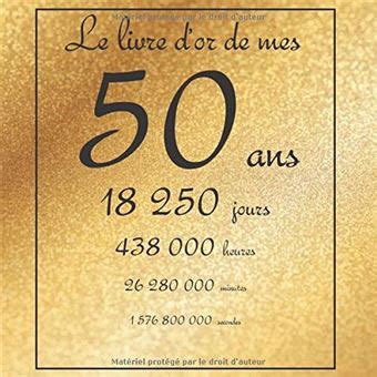 Le livre d or de mes 50 ans livre à personnaliser pour anniversaire