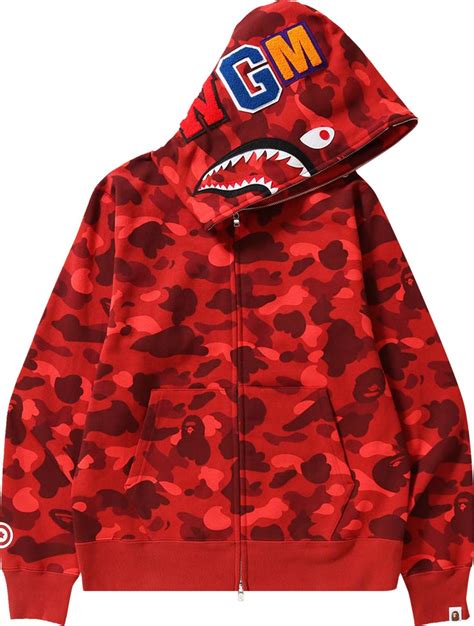 Buy Bape Color Camo Shark Full Zip Hoodie Red 1h70 115 008 Red Goat