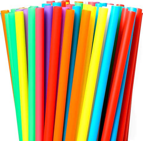 Amazon 100 Pcs Colorful Flexible Plastic Straws Disposable Long