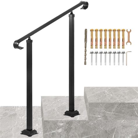 Vevor Handrails For Outdoor Steps Fit 1 Or 2 Steps Outdoor Stair Railing Wrought Iron Handrail